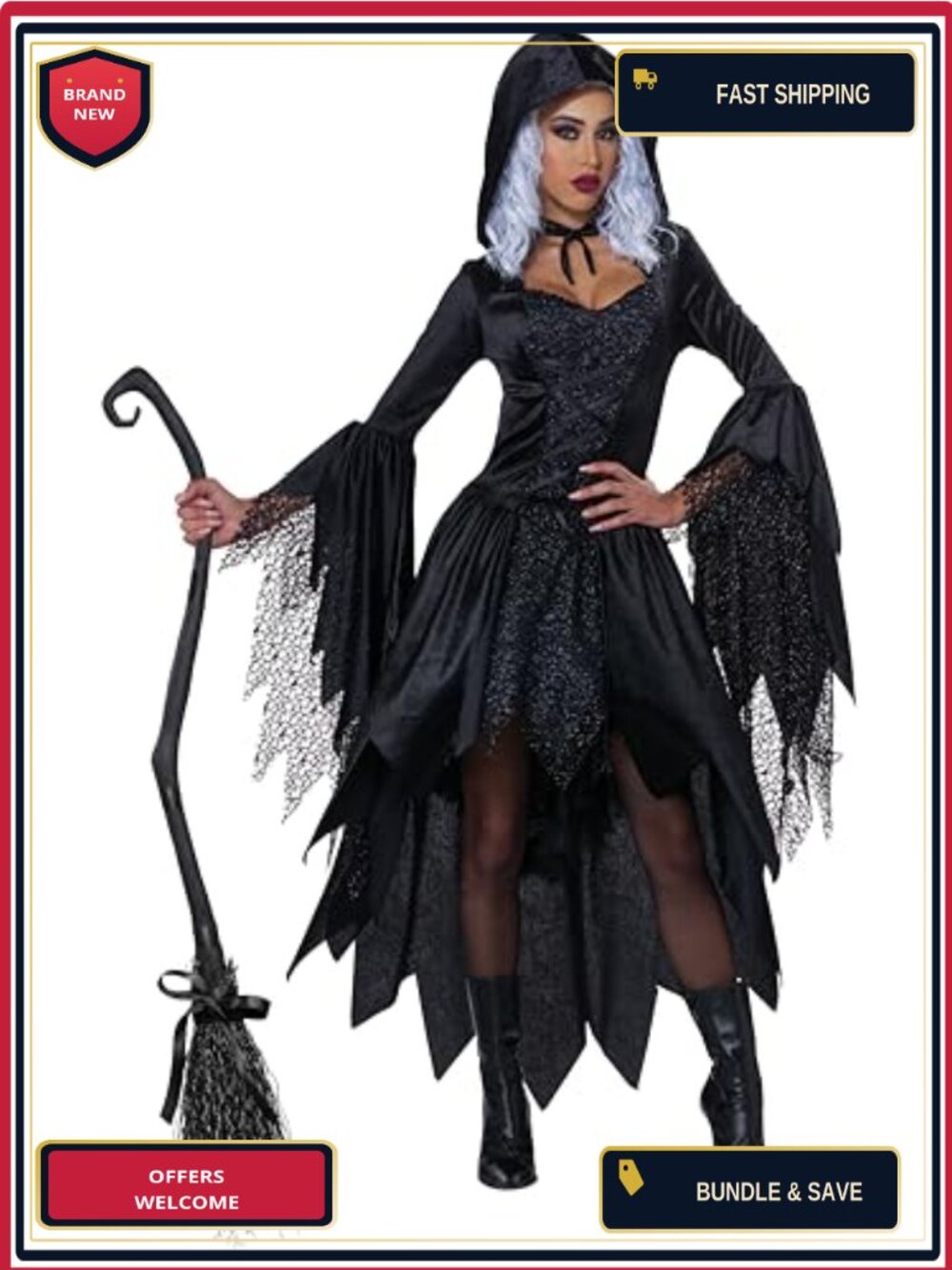 California Costumes Bewitching Beauty Hooded Witch Dress Costume
